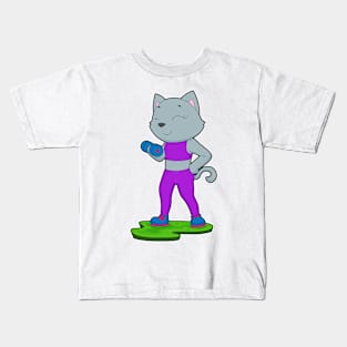 Cat Fitness Dumbbell Kids T-Shirt